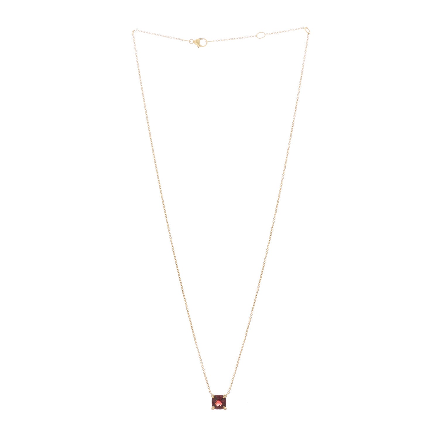 David Yurman 18K Yellow Gold Diamond Garnet 7mm Petite Chatelaine Pendant Necklace 3 of 5