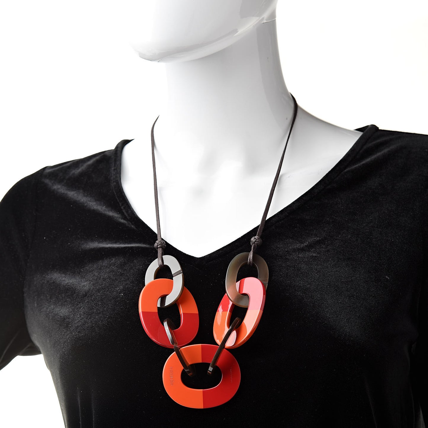 Lacquered Wood Buffalo Horn Karamba Necklace
