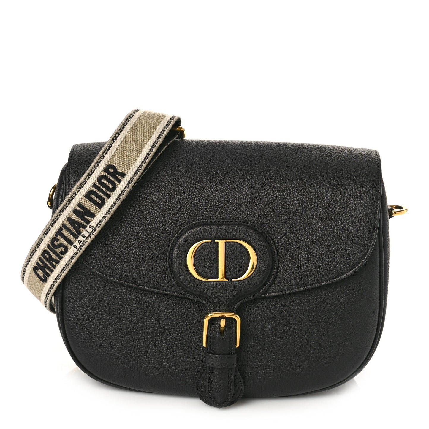 Grained Calfskin Large Bobby Flap Black