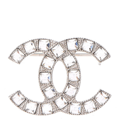Chanel Crystal Baguette CC Mini Brooch Silver 1 of 5