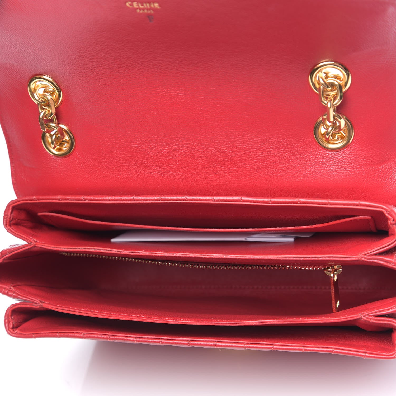 Celine Calfskin Quilted Medium C Bag Red 4 of 9