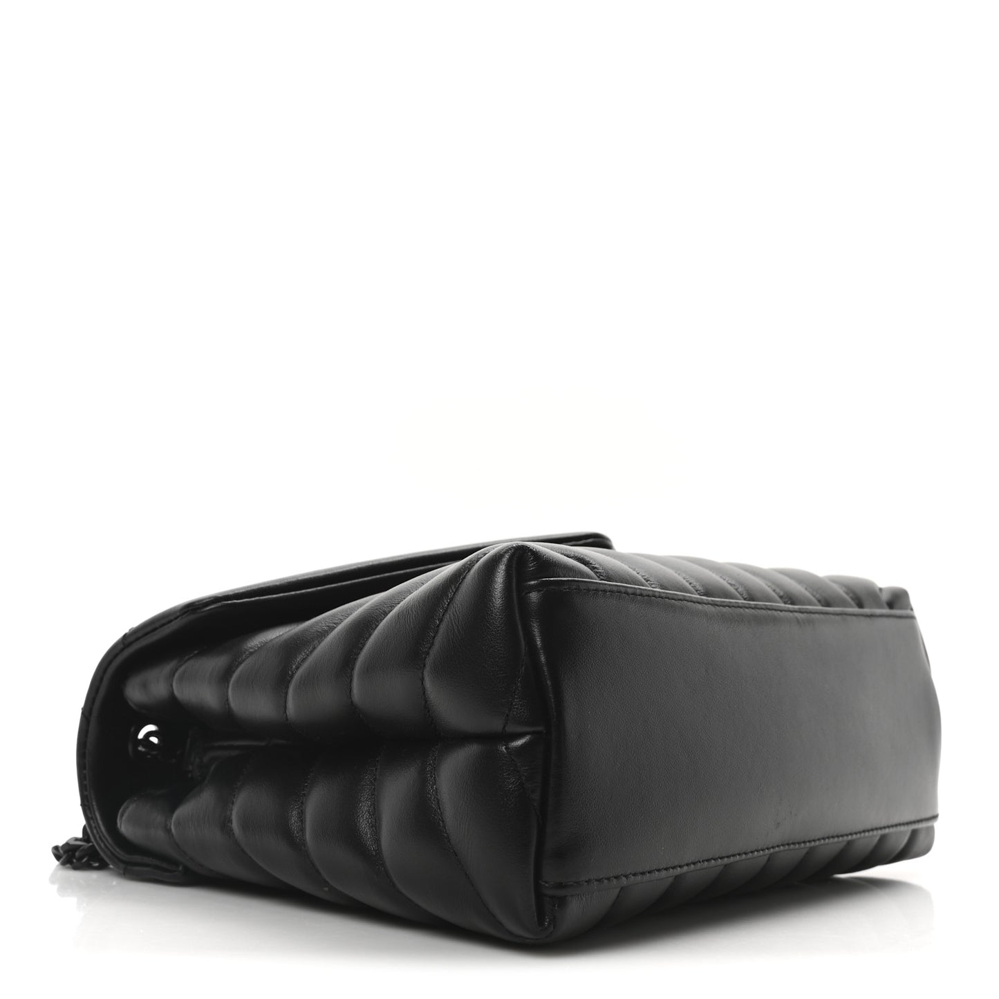 Calfskin Y Quilted Monogram Monochrome Small Loulou Chain Satchel Black