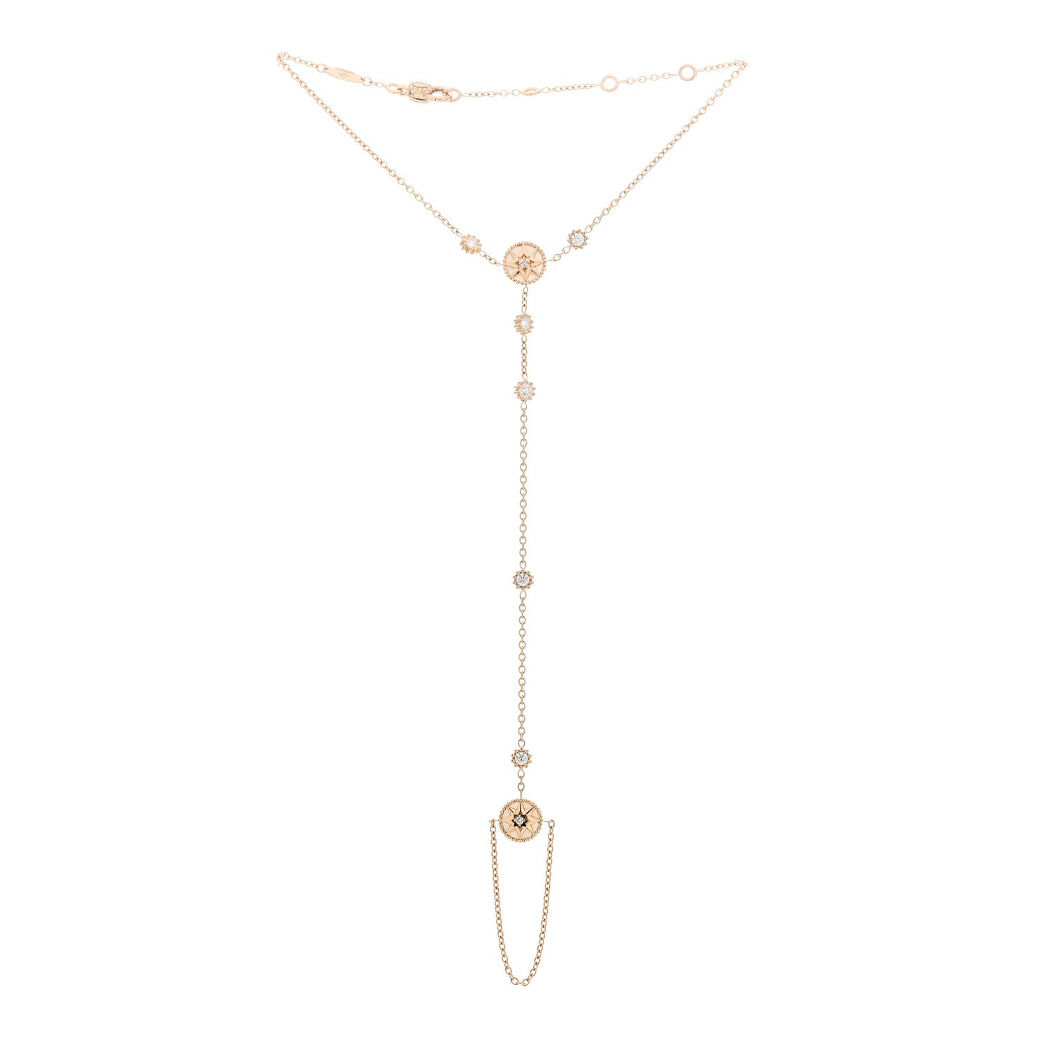 Christian Dior 18K Yellow Gold Diamond Mother of Pearl Rose Des Vents Hand Jewel Bracelet 3 of 6