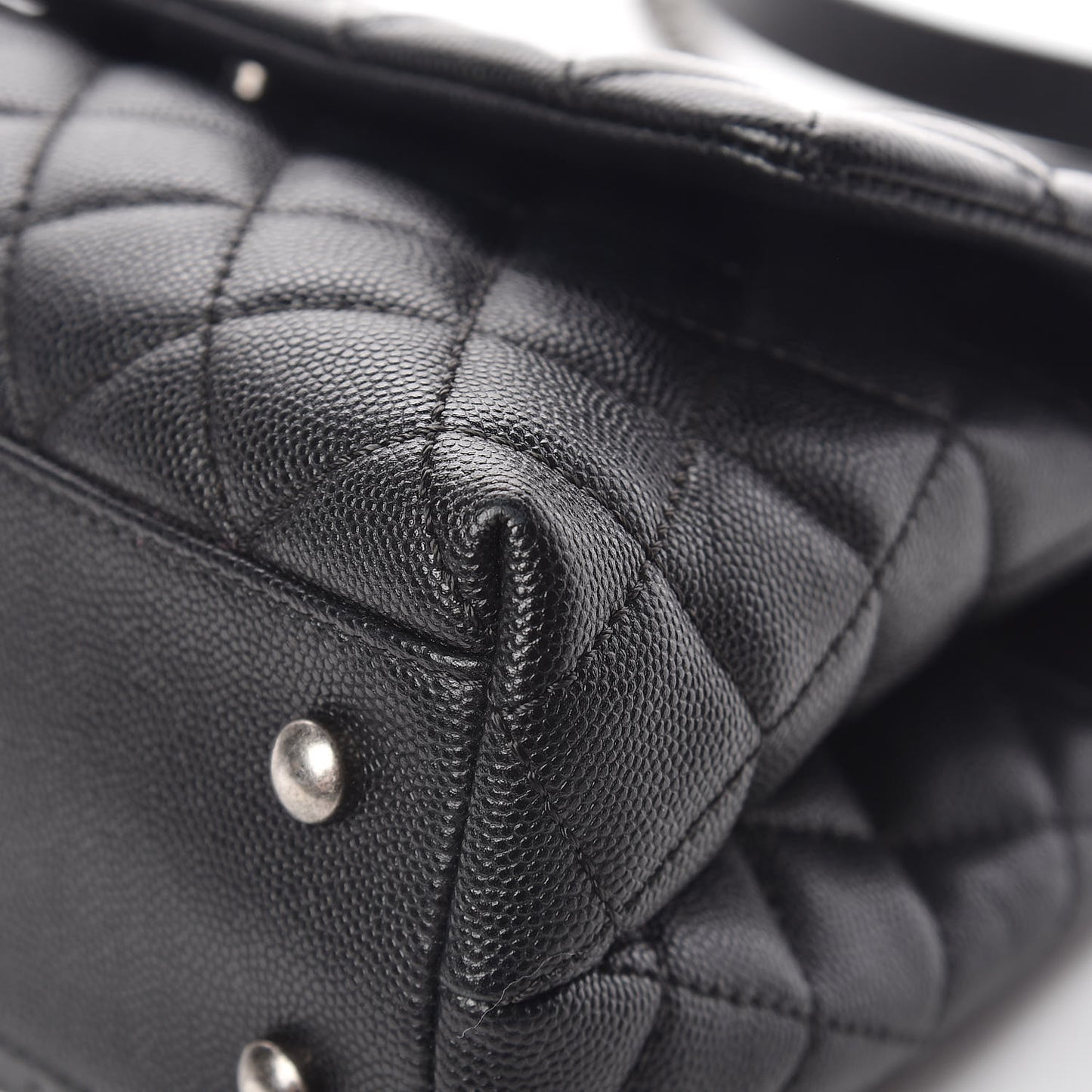 Caviar Quilted Mini Coco Handle Flap Black