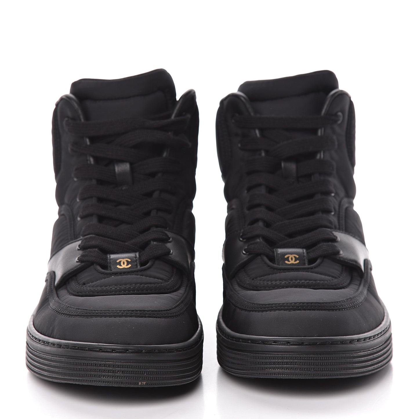 Nylon Lambskin Womens Logo High Top Sneakers 39 Black