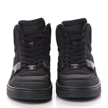 Chanel Nylon Lambskin Womens Logo High Top Sneakers 39 Black 2 of 11