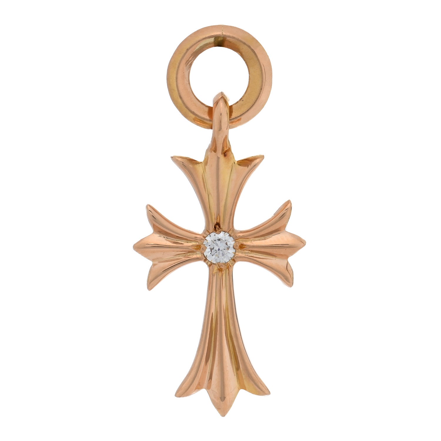 Chrome Hearts 22K Yellow Gold Diamond Tiny CH Cross Pendant