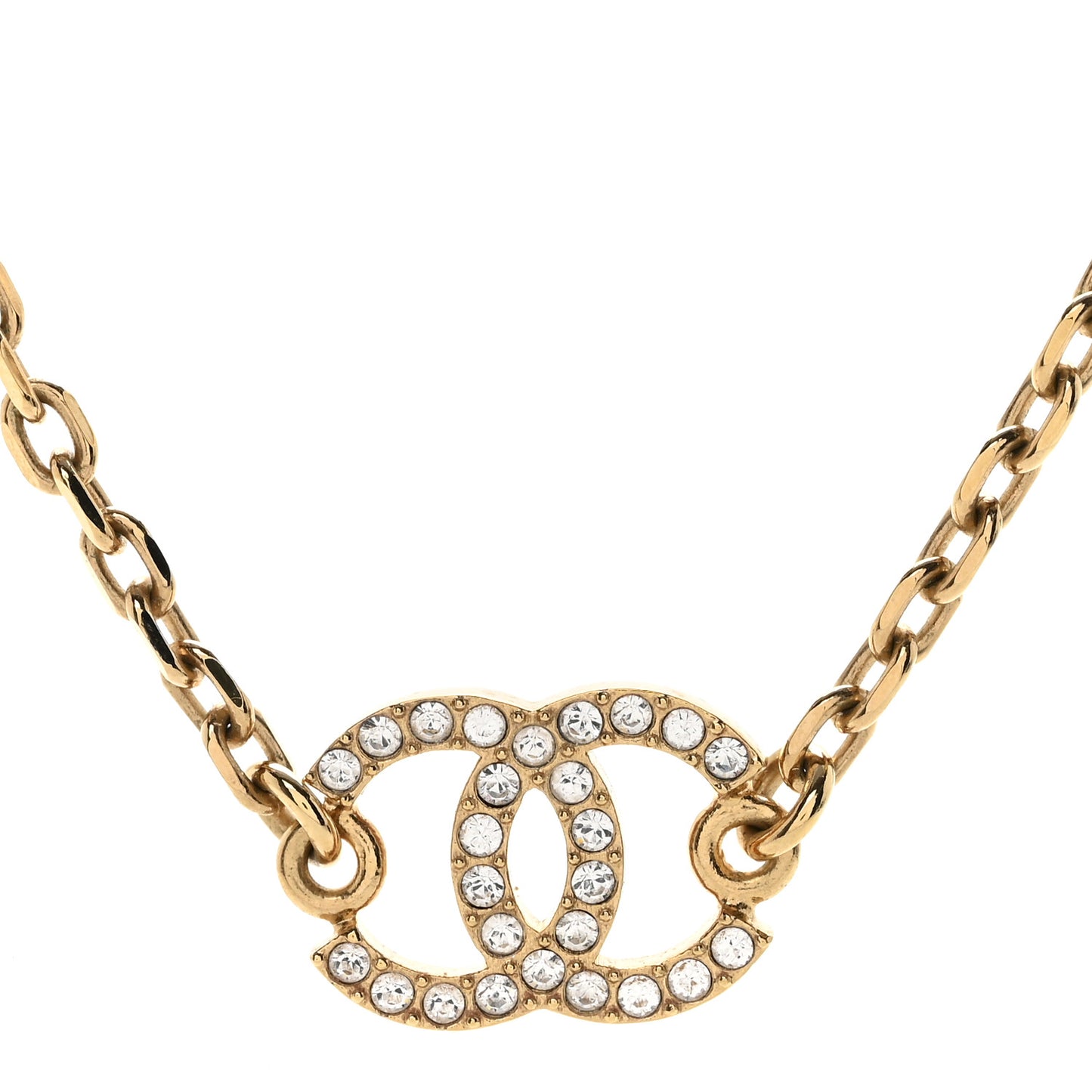 Metal Crystal CC Star Necklace Gold