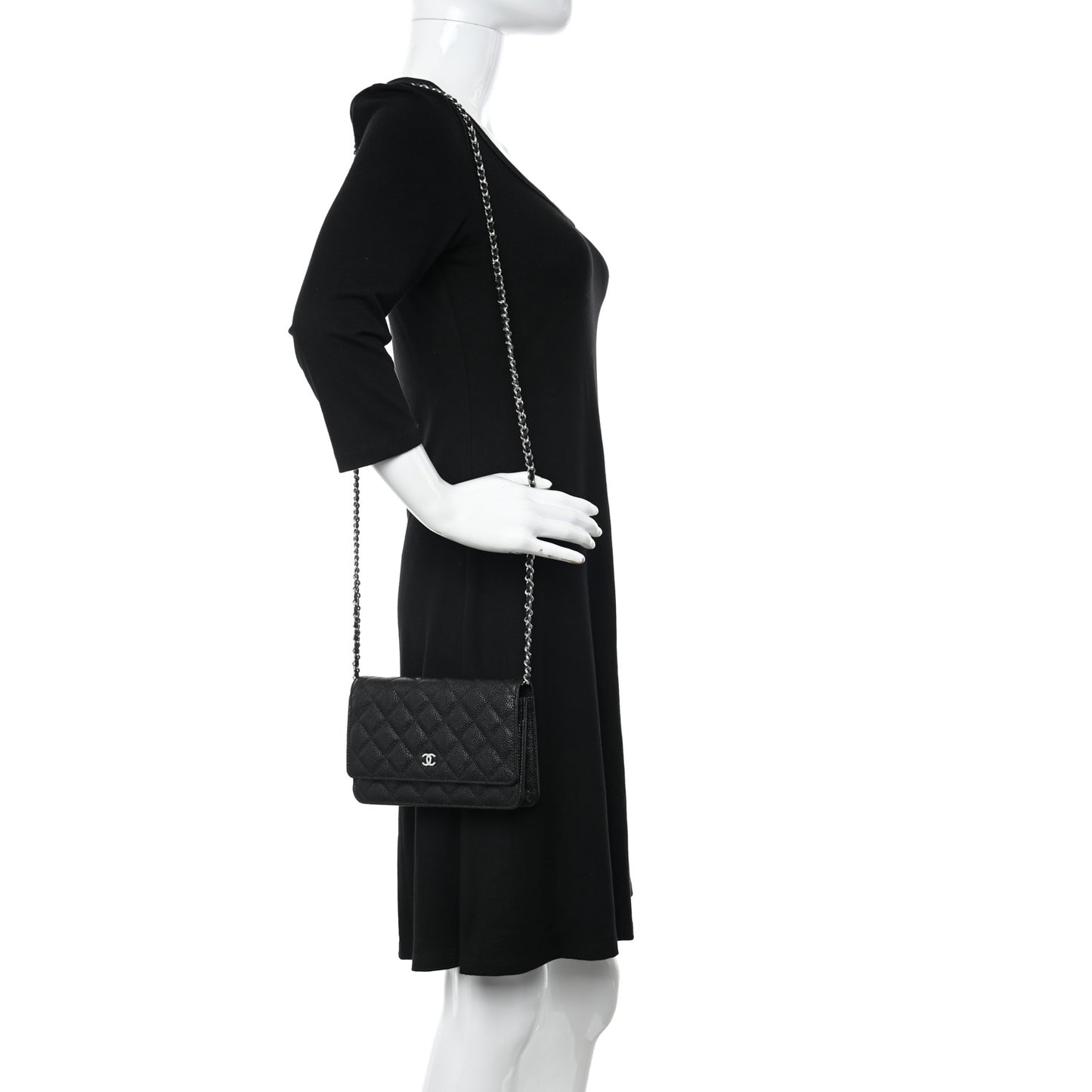 Caviar Quilted Wallet On Chain WOC Black