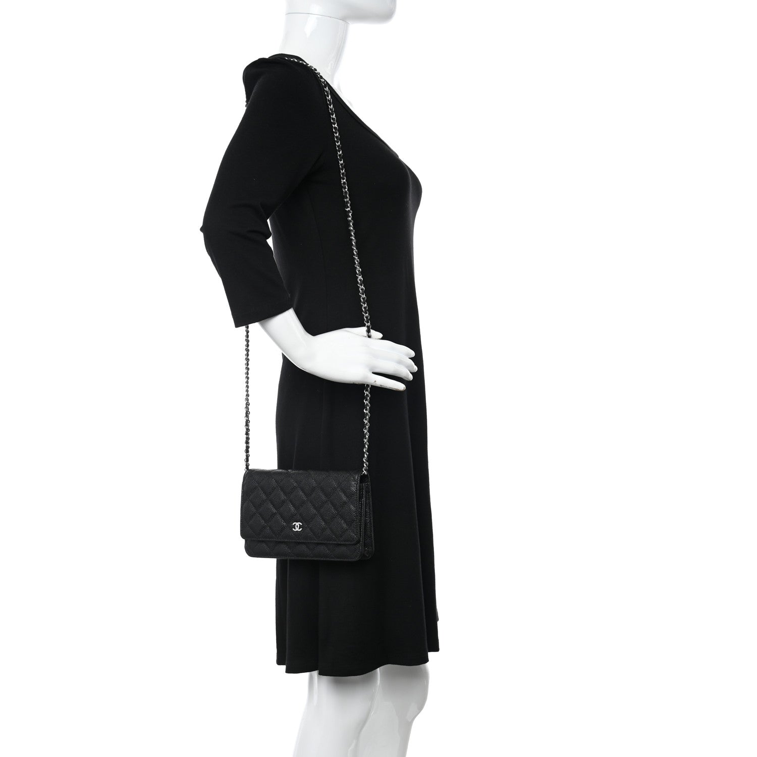 Chanel Caviar Quilted Wallet On Chain WOC Black 2 of 12