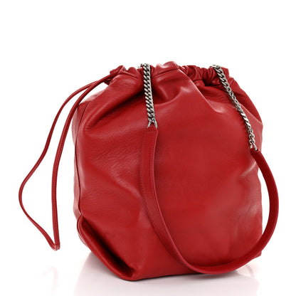 Saint Laurent Lambskin Teddy Drawstring Bag Eros Red 4 of 9