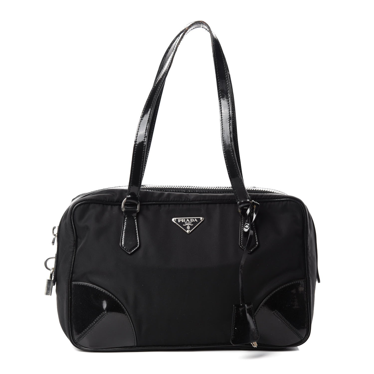 Prada Tessuto Nylon Vernice Bauletto Black 1 of 15
