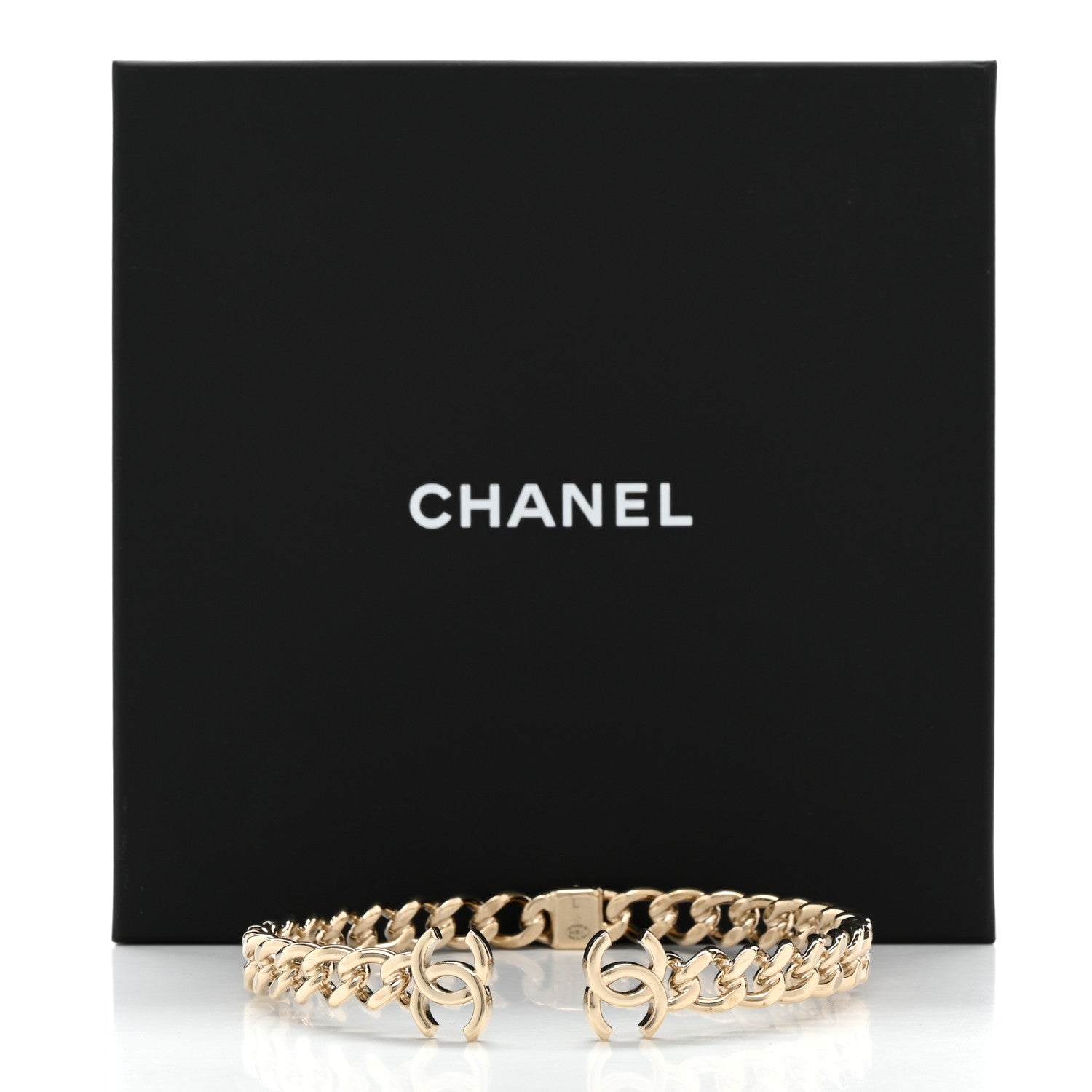 Chanel Metal CC Chain Link Choker Necklace L Gold 5 of 5