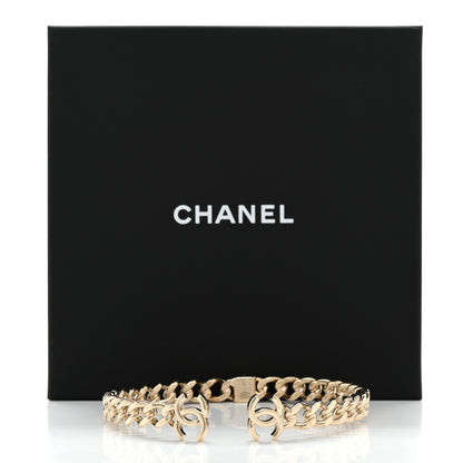 Chanel Metal CC Chain Link Choker Necklace L Gold 5 of 5