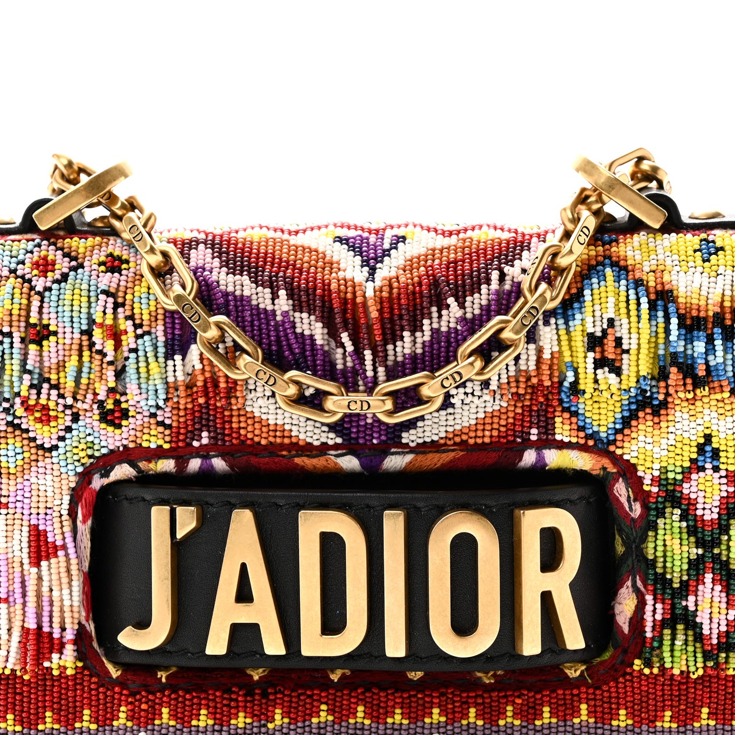 Lambskin Beaded Mini J'Adior Chain Flap Bag Multicolor