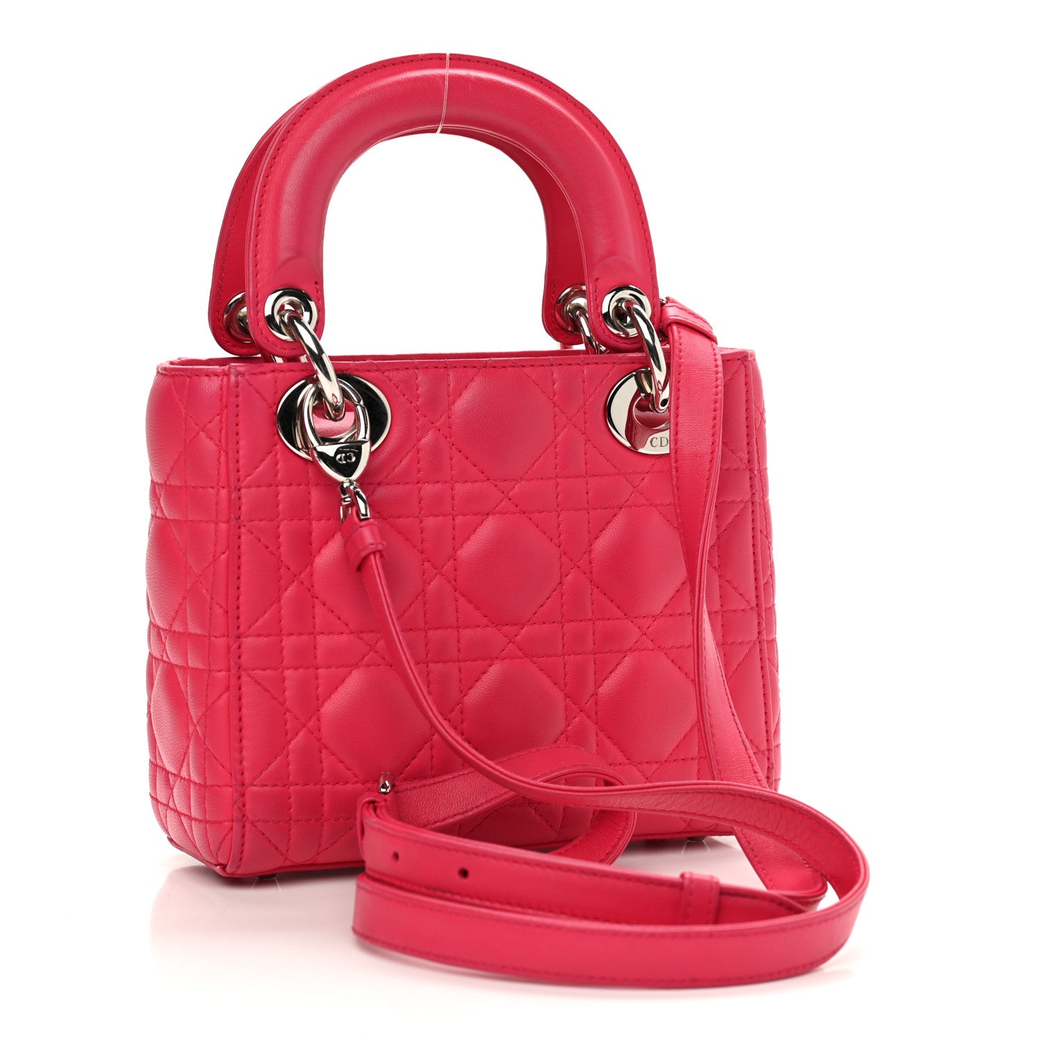 Christian Dior Lambskin Cannage Mini Lady Dior Fuchsia 2 of 12