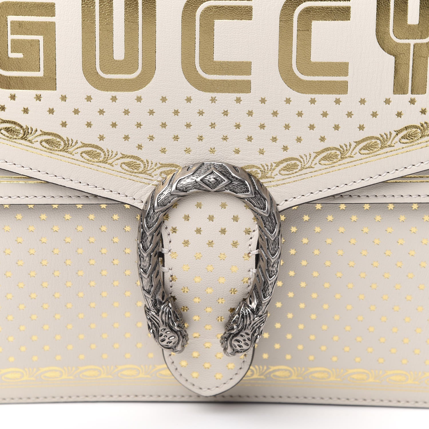 Gucci X SEGA Calfskin GUCCY Stars Medium Dionysus Shoulder Bag Mystic White Gold 10 of 10