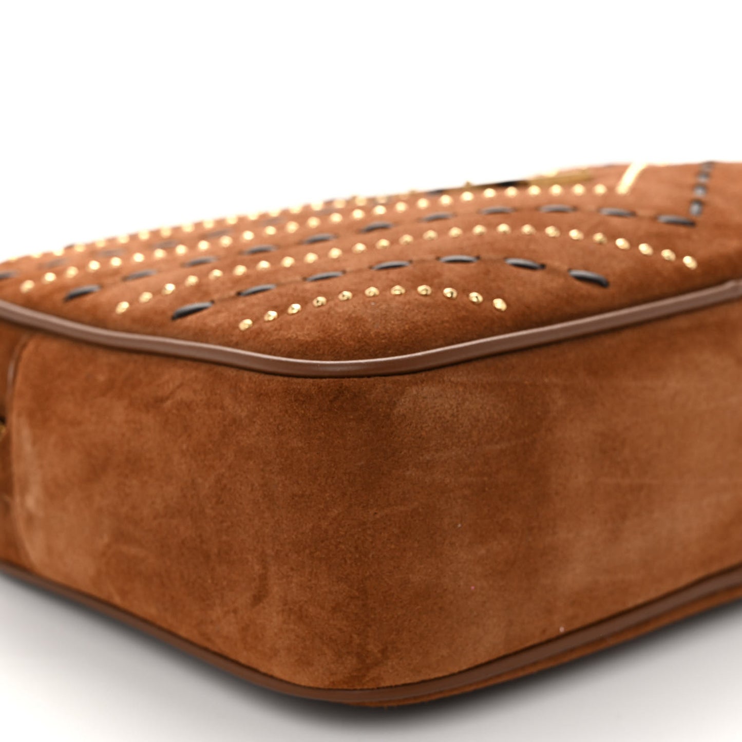 Suede Studded Woven Monogram Lou Camera Bag Cinnamon