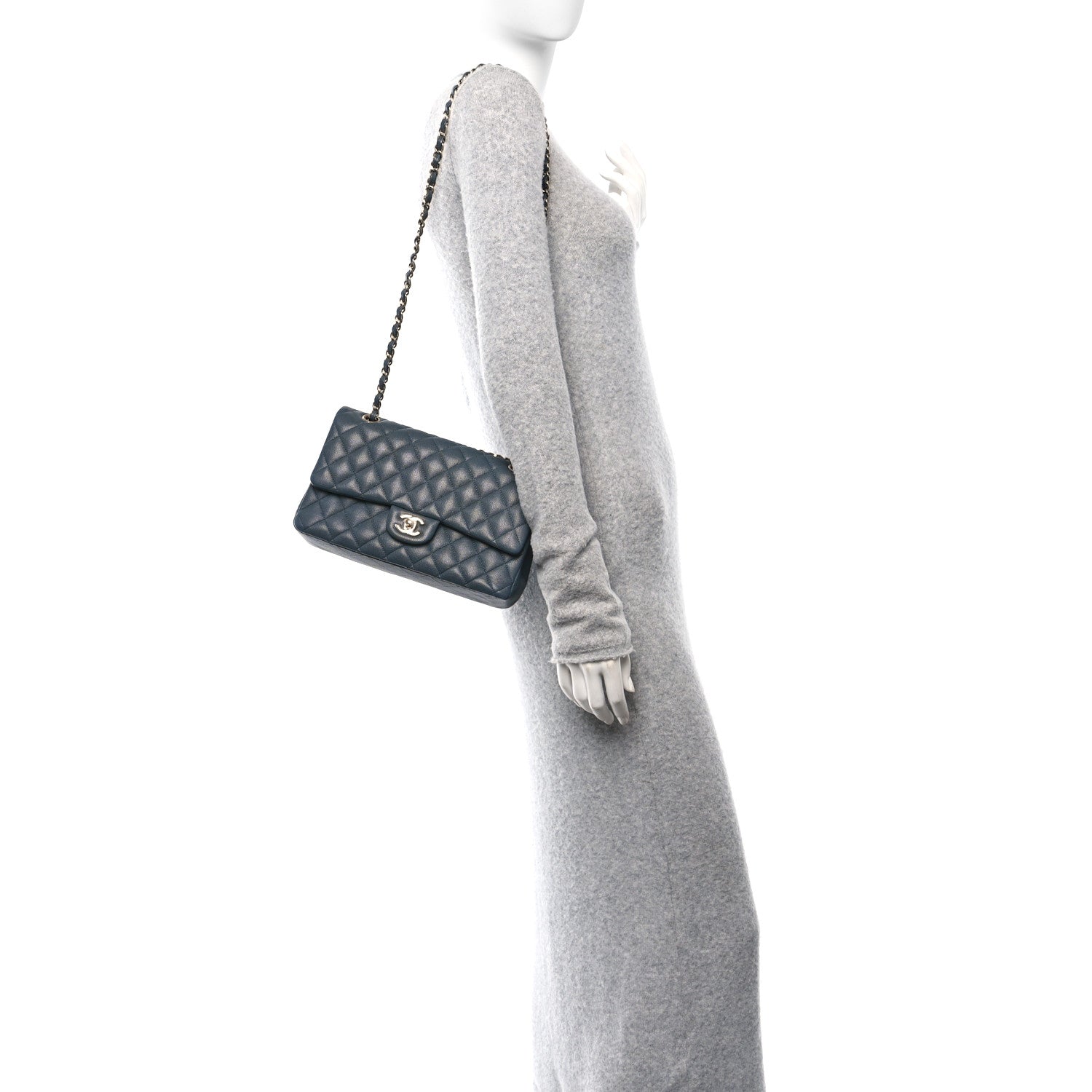 Chanel Caviar Quilted Medium Double Flap Dark Grey 2 of 10