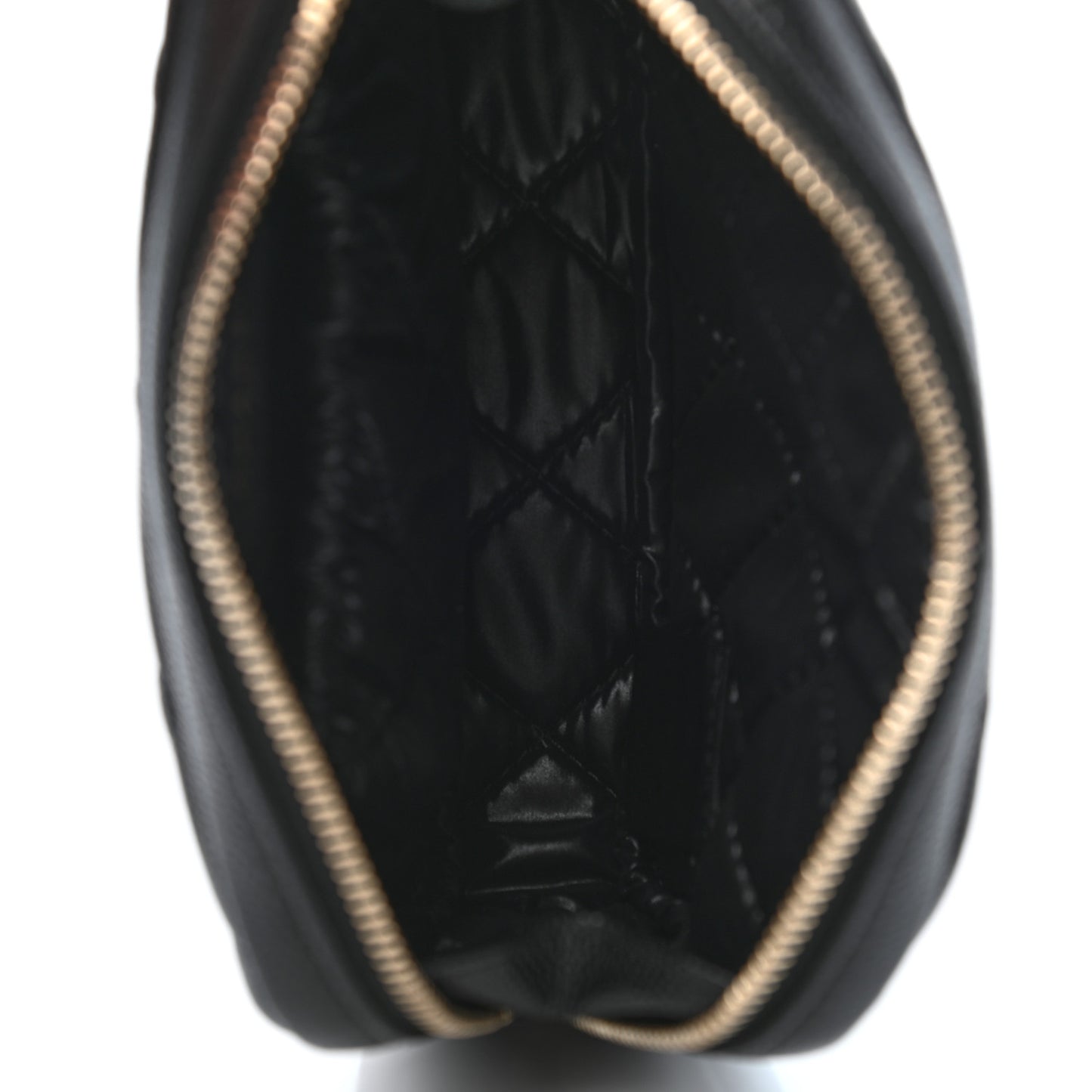Caviar Quilted Small Curvy Pouch Cosmetic Case Black