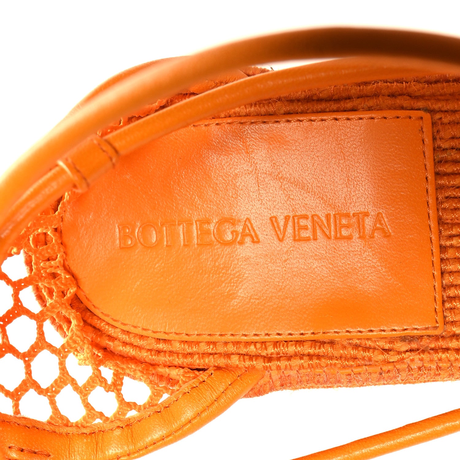 Bottega Veneta Mesh Lambskin Sporty Web Stretch Ankle Tie Espadrilles 38 Tangerine 8 of 9