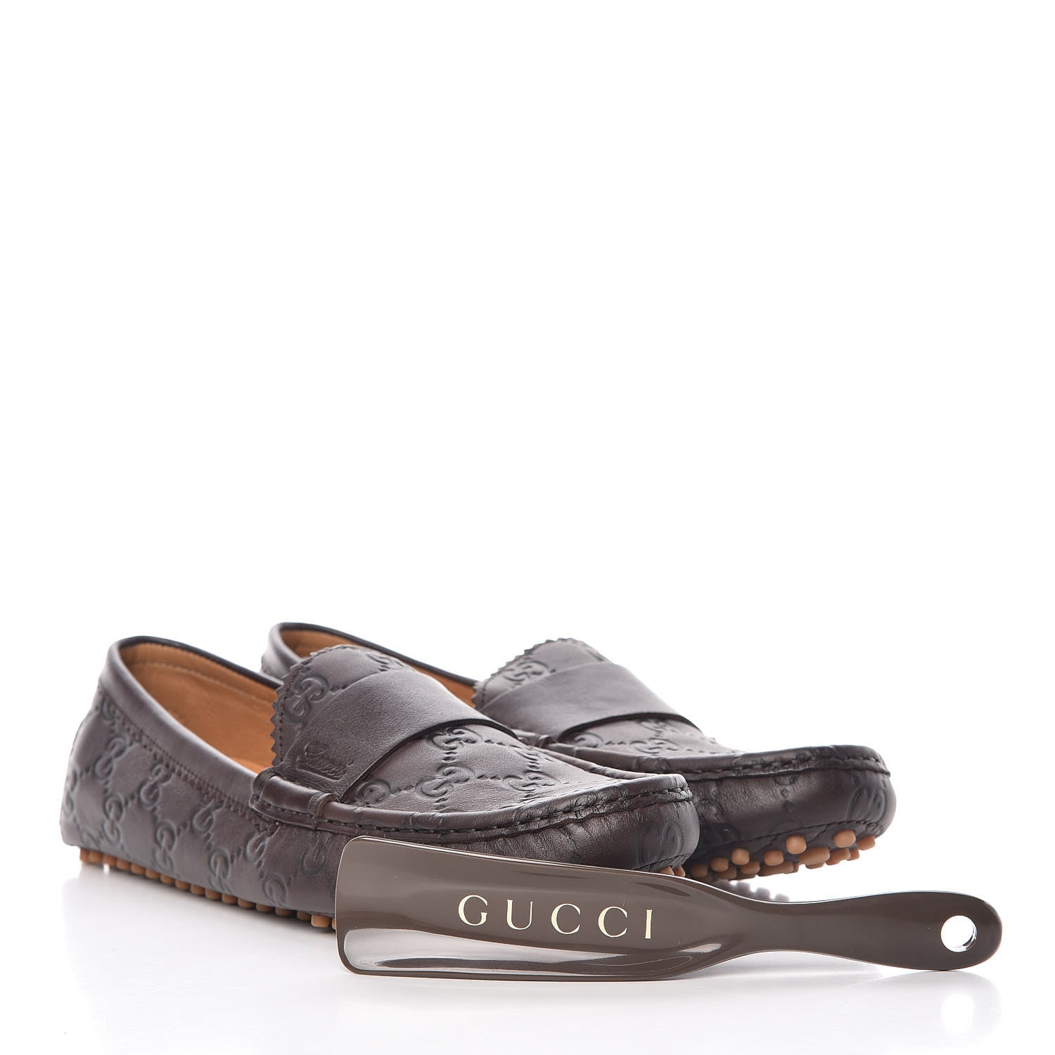 Gucci Soft Guccissima Womens Driver Loafers 37.5 Chocolate 11 of 13