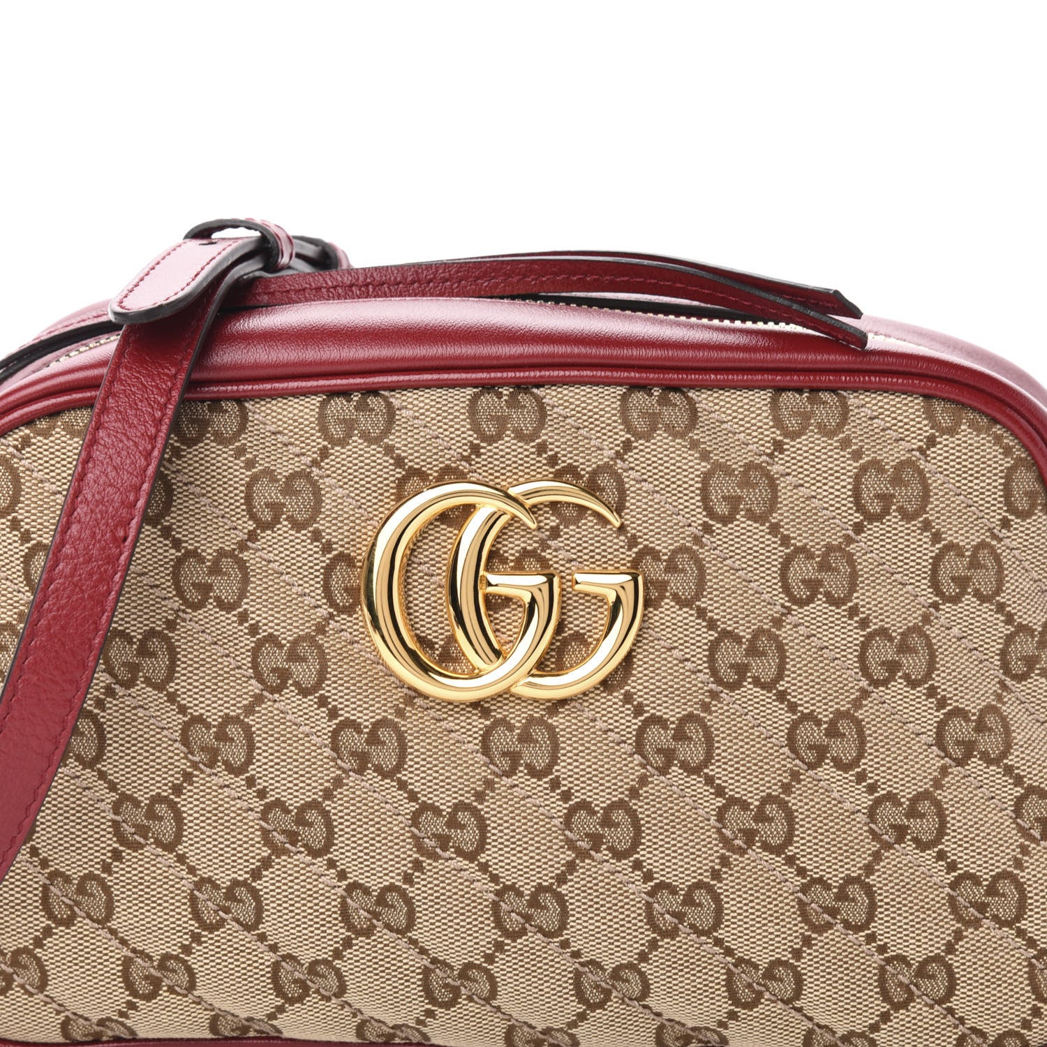 Gucci Monogram Azalea Calfskin Matelasse Diagonal Small GG Marmont Chain Shoulder Bag Beige Ebony New Cherry Red 11 of 11