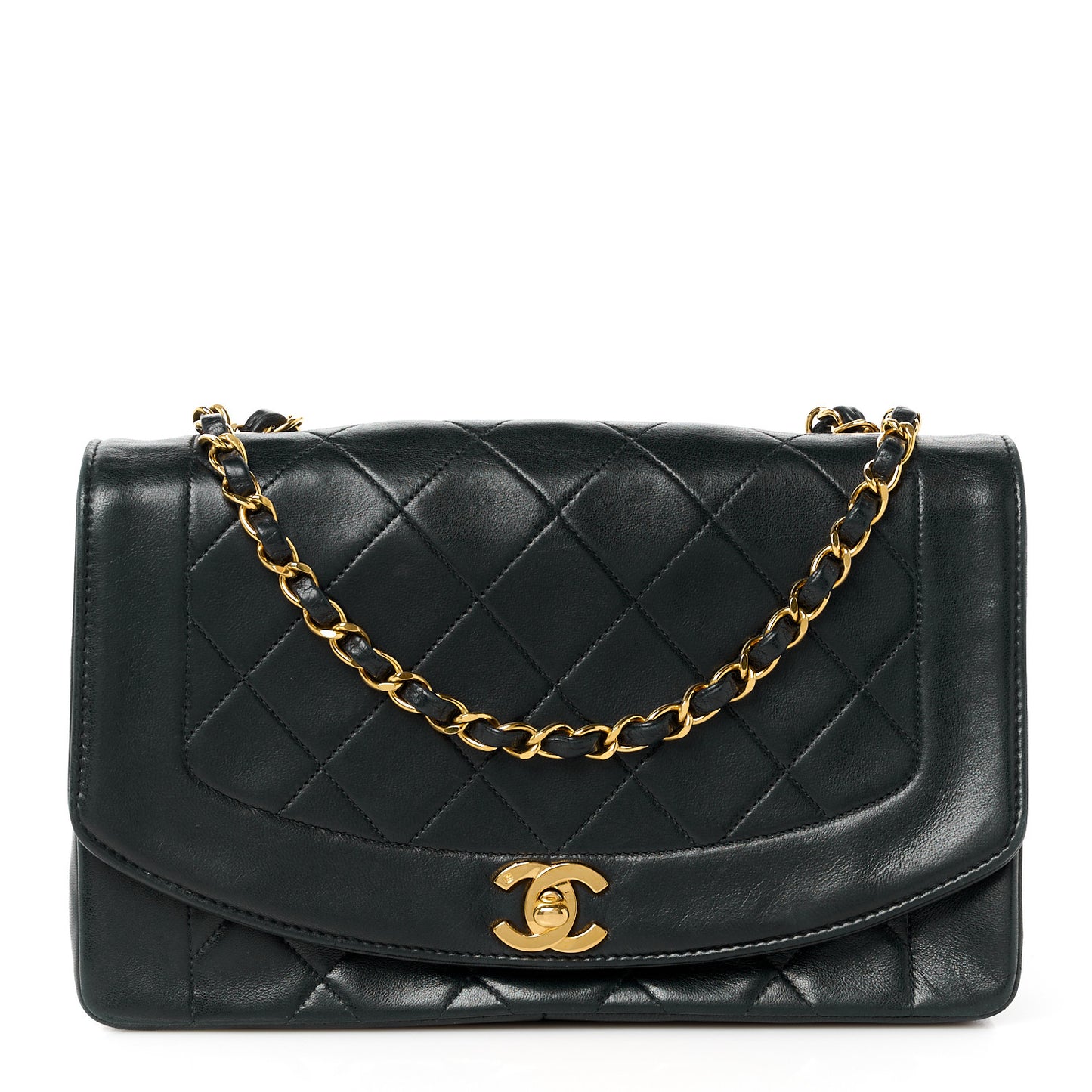 Lambskin Medium Single Flap Black