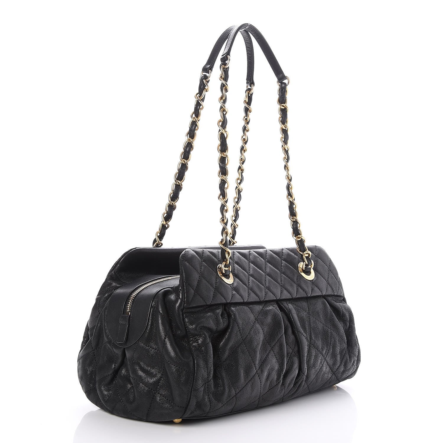 Chanel Iridescent Calfskin Chic Quilt Bowling Bag Black 3 of 7