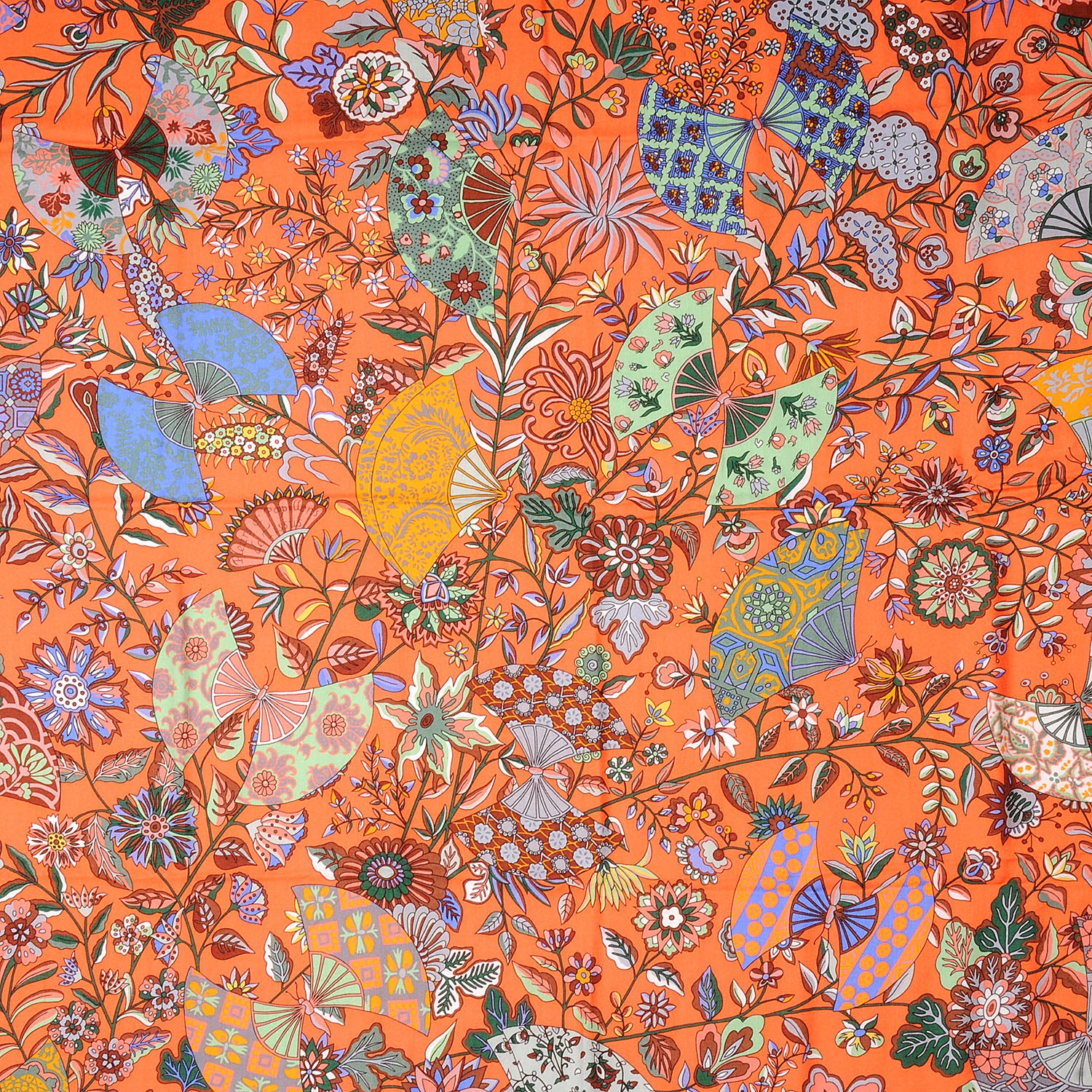 Hermes Cashmere Silk Fleurs et Papillons de Tissus Scarf 140 Orange 1 of 5