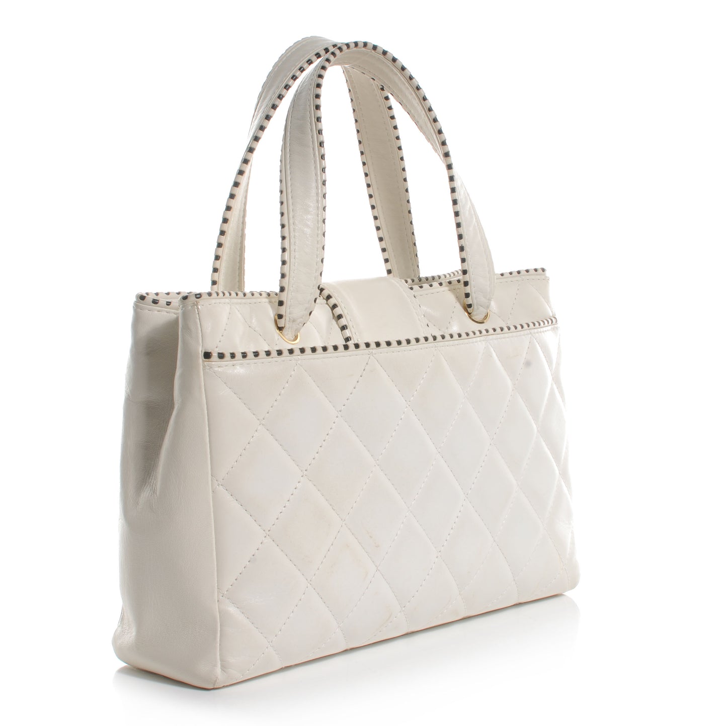 Leather CC Top Handle Bag White