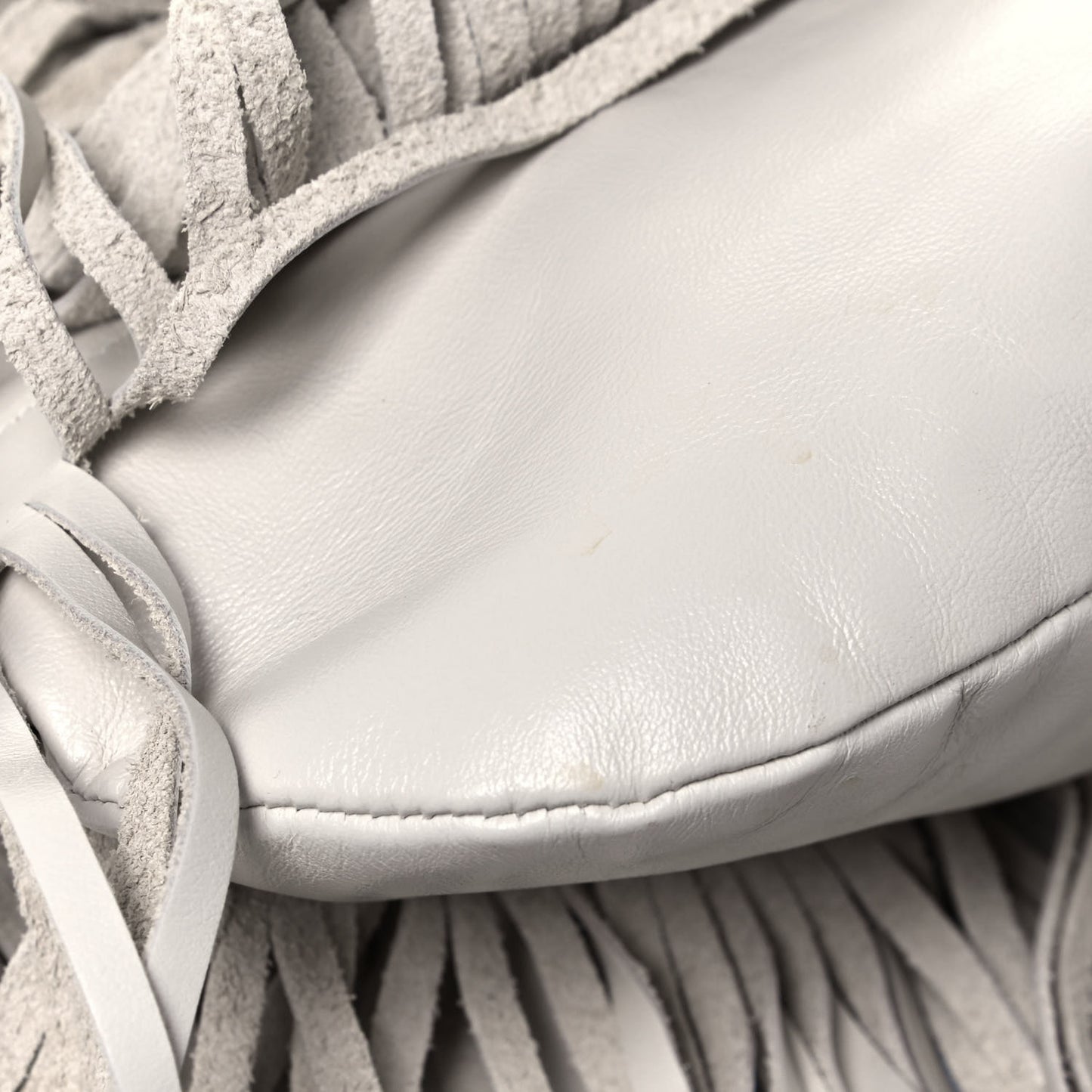 Calfskin Small Emmanuelle Fringe Hobo Bag White
