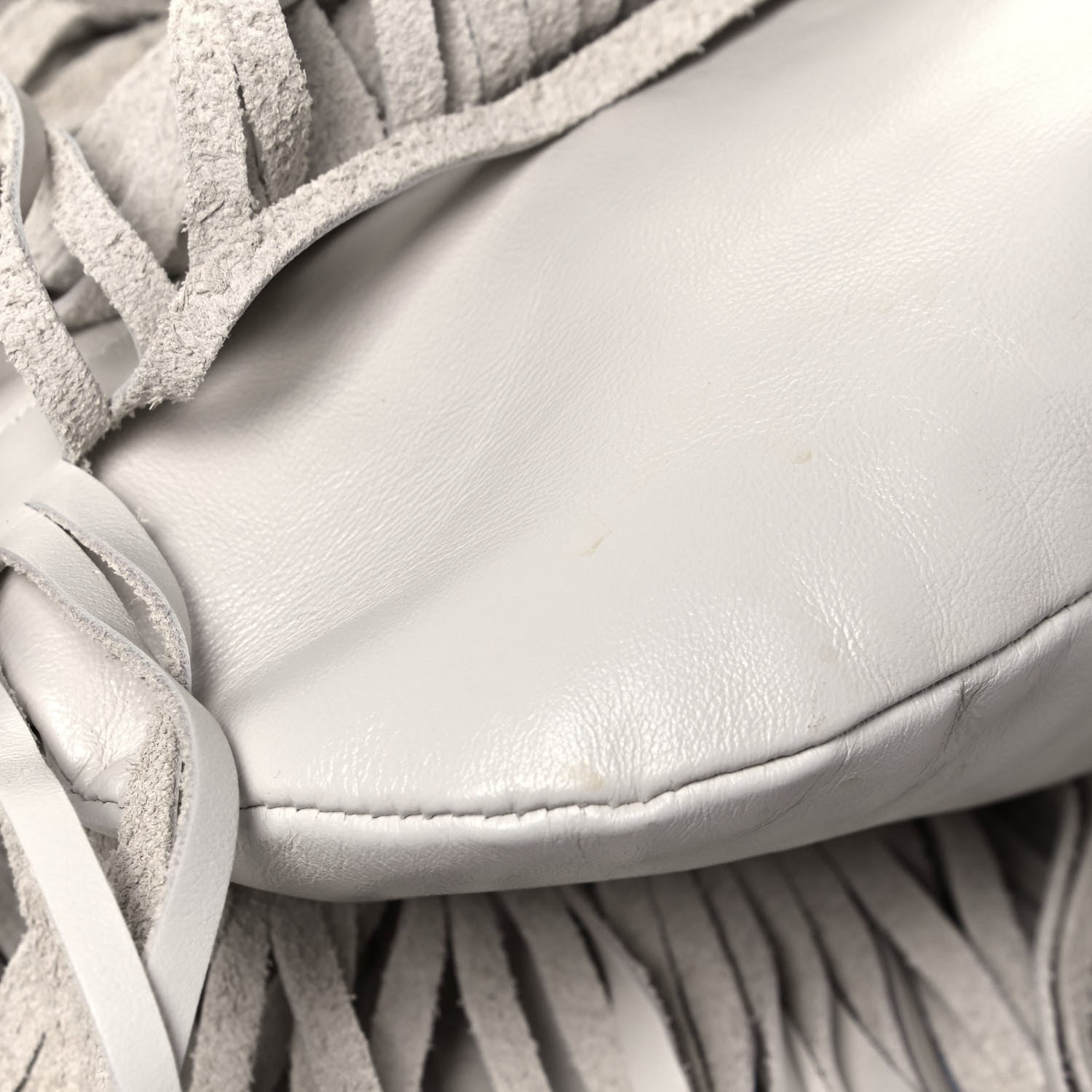 Saint Laurent Calfskin Small Emmanuelle Fringe Hobo Bag White 11 of 12