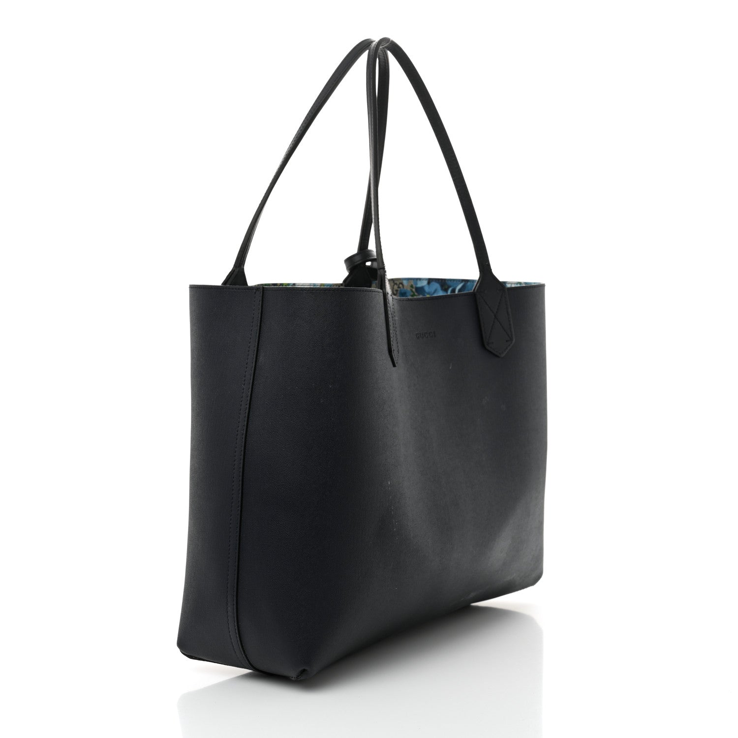 Gucci GG Supreme Monogram Blooms Medium Reversible Tote Beige Blue Navy 5 of 21