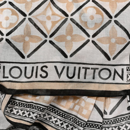 Louis Vuitton Cotton Monogram Tile Scarf Beige 4 of 4