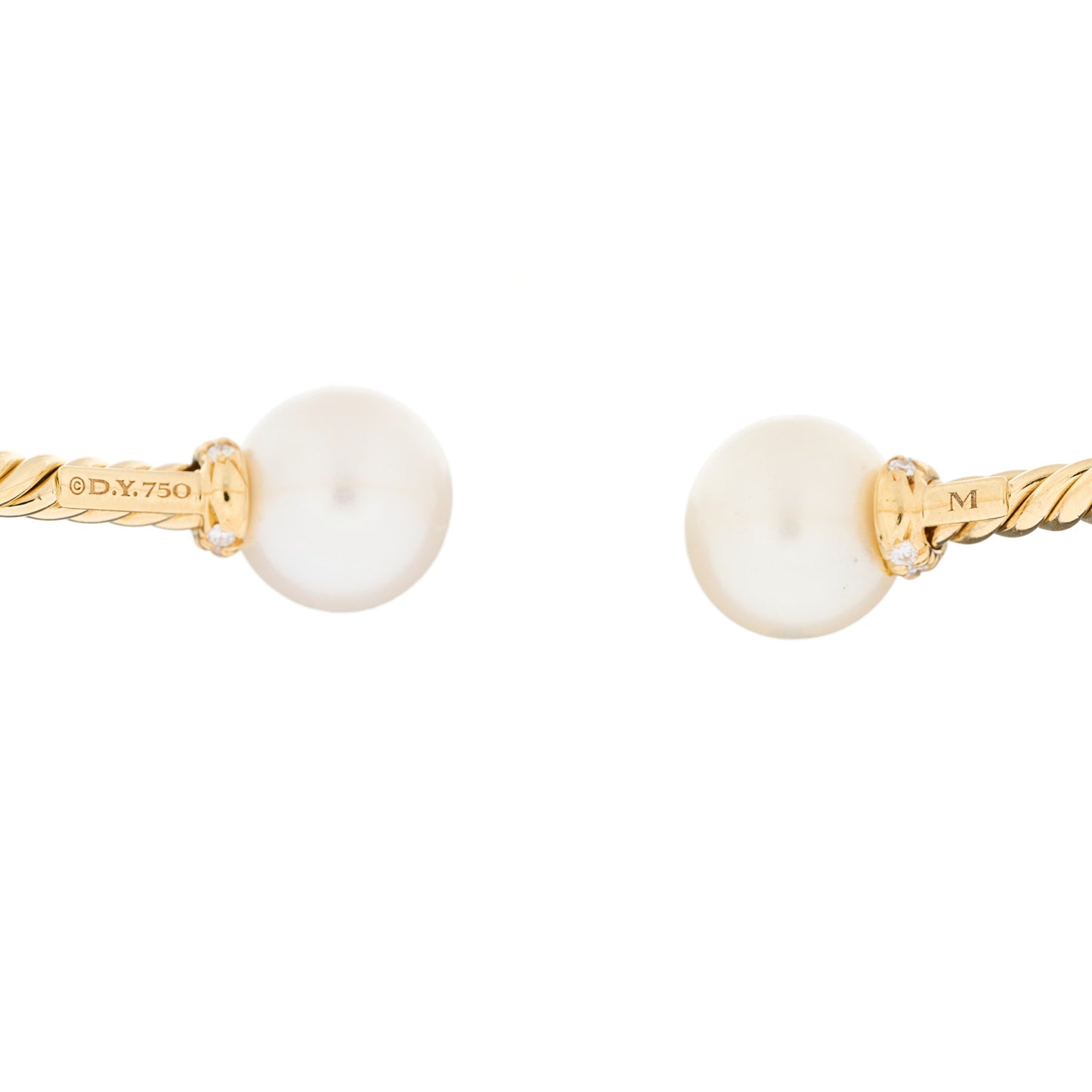 18K Yellow Gold Diamond Pearl 8.5mm Solari Bracelet