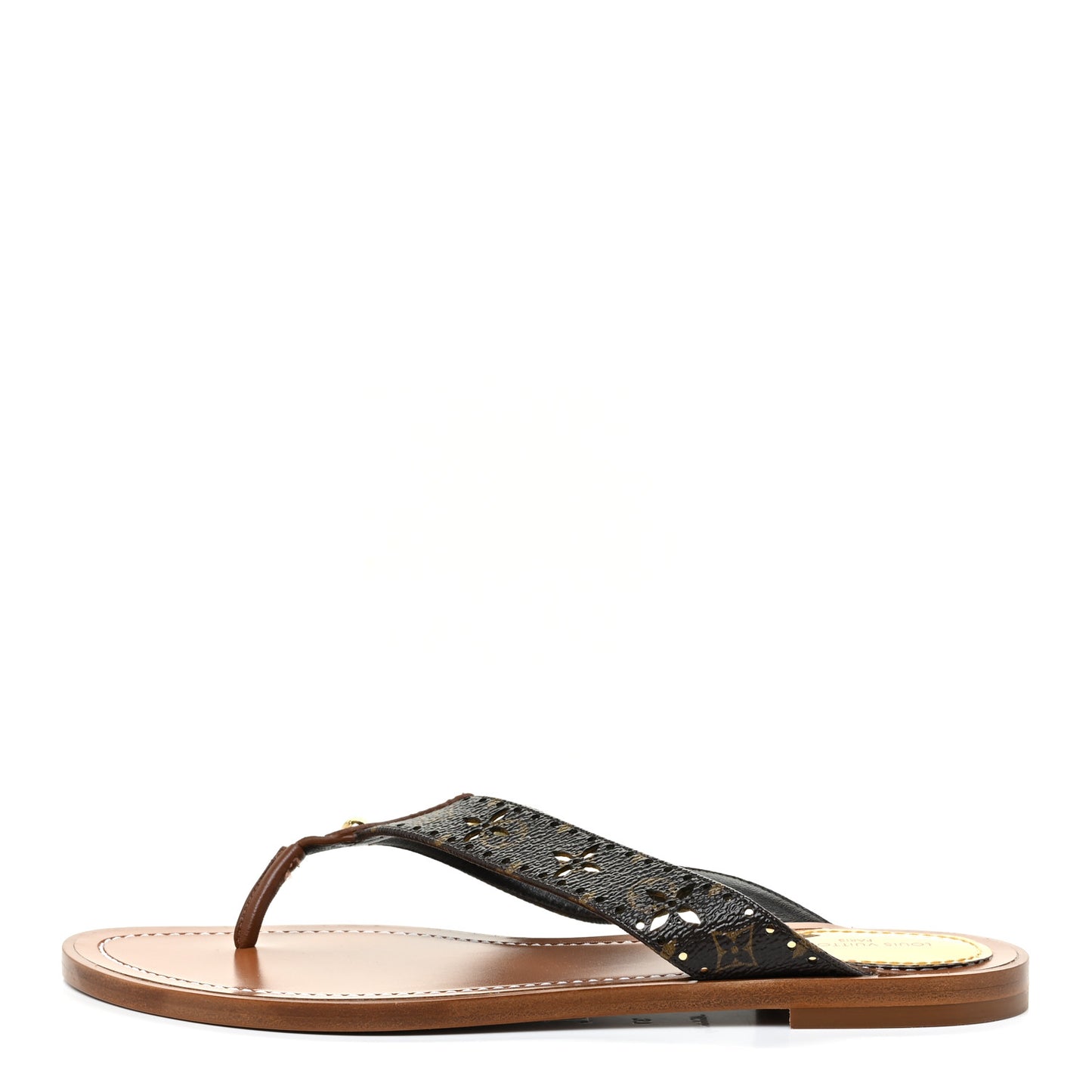 Monogram Sunny Flat Thong Sandals 37 Brown