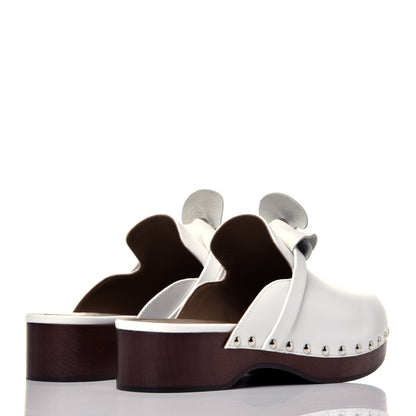 Hermes Smooth Calfskin Calya Mules 38 White 4 of 8