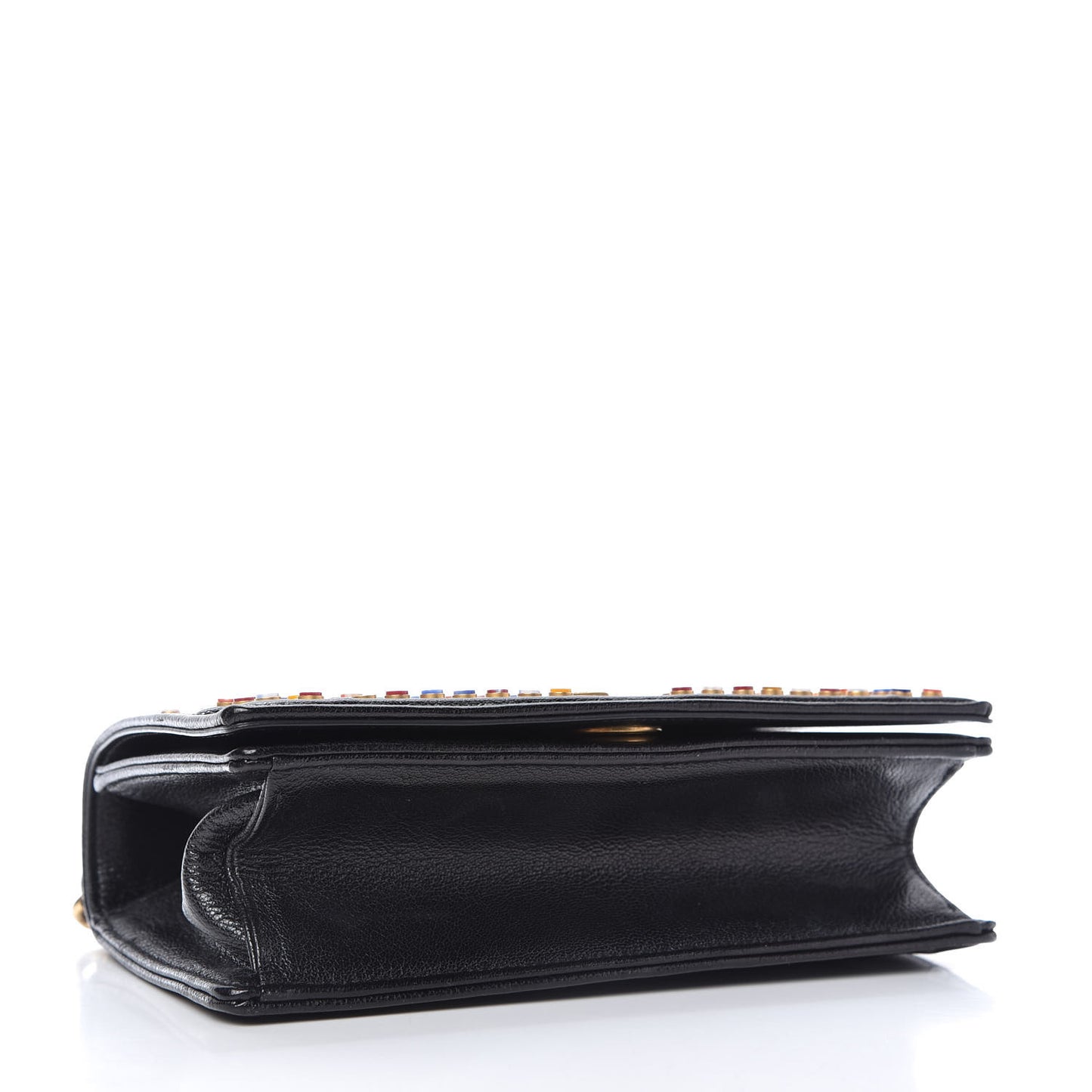 Calfskin Studded Small Diorama Flap Bag Black Multicolor