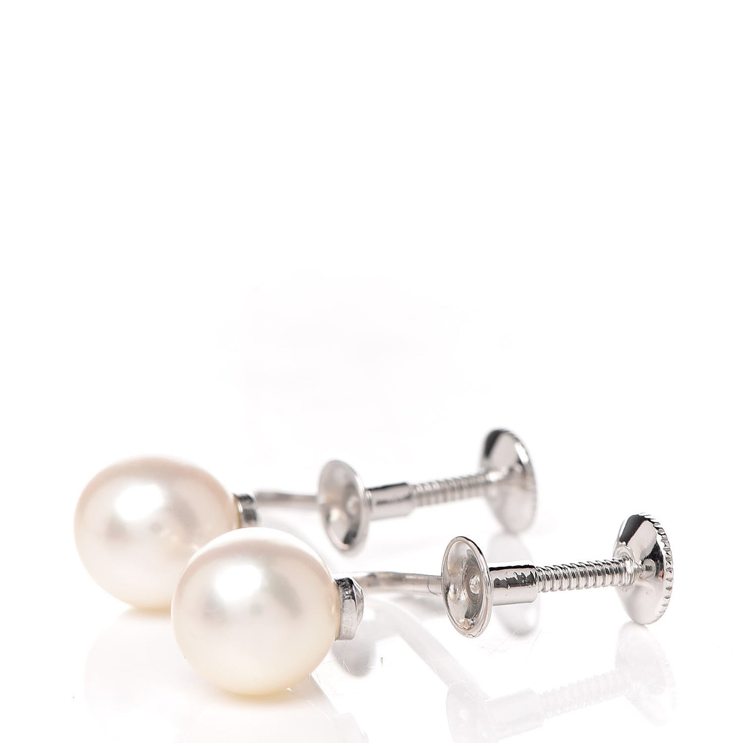14K White Gold 7-7.5mm Akoya Pearl Screw-Back Earrings