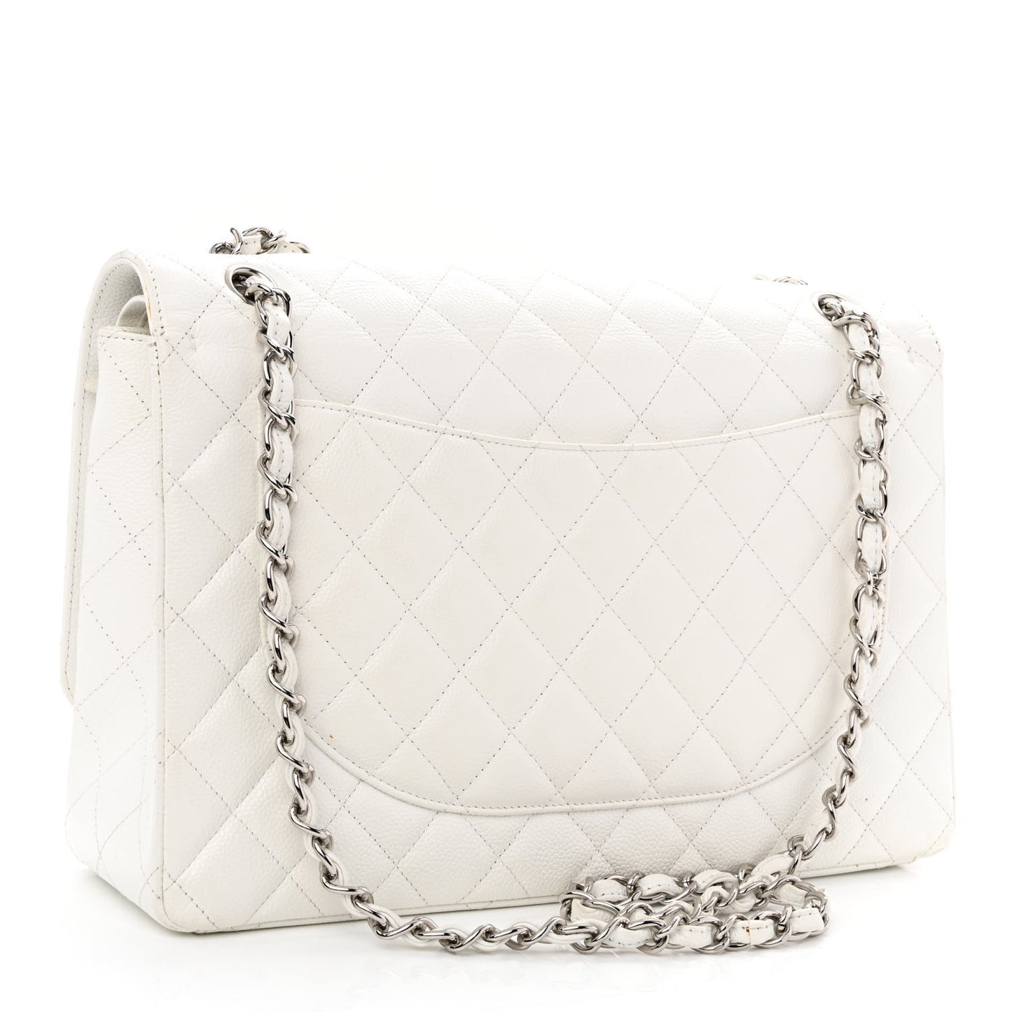 Caviar Quilted Maxi Double Flap White