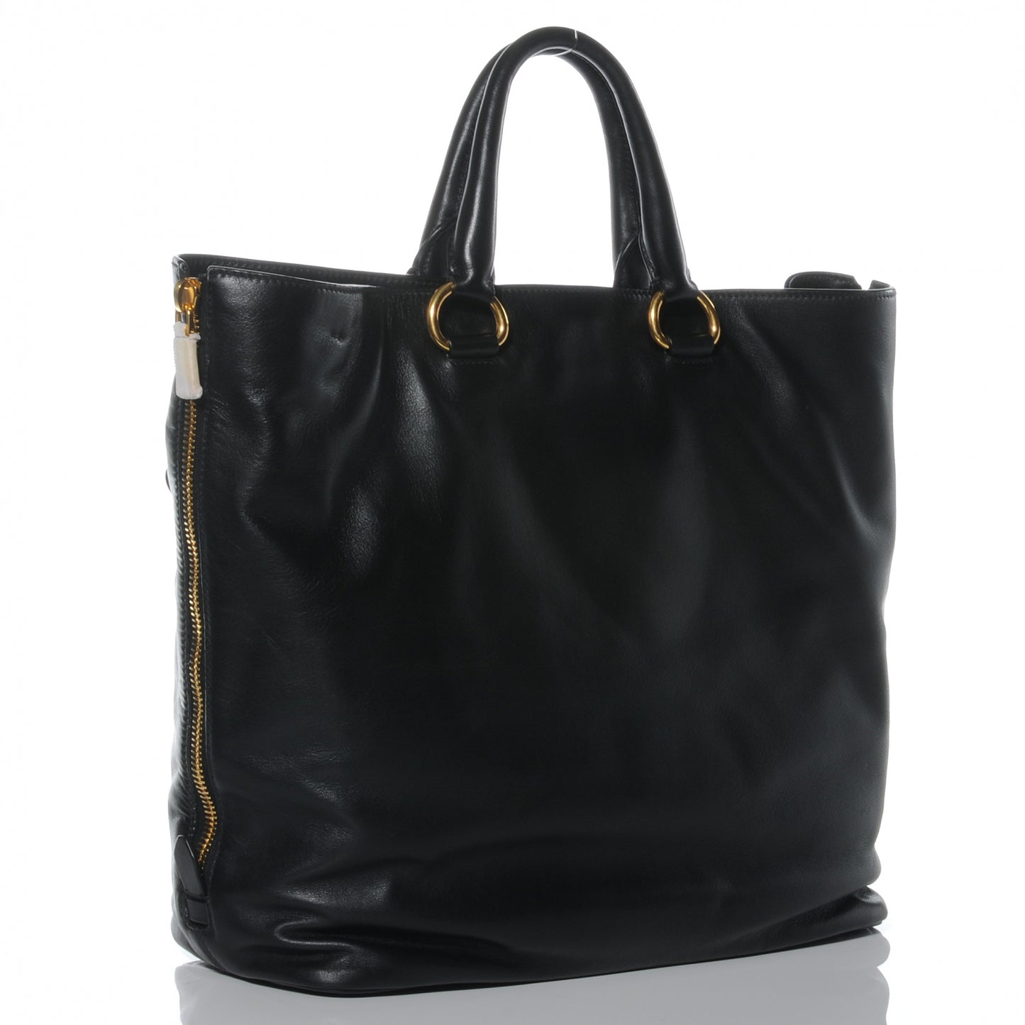 Soft Calf Zipper Tote Nero Black