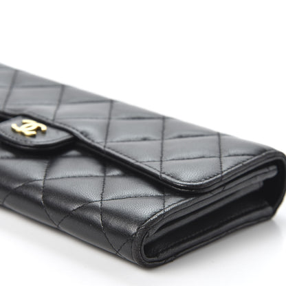 Chanel Lambskin Quilted Large Gusset Flap Wallet Black 6 of 10