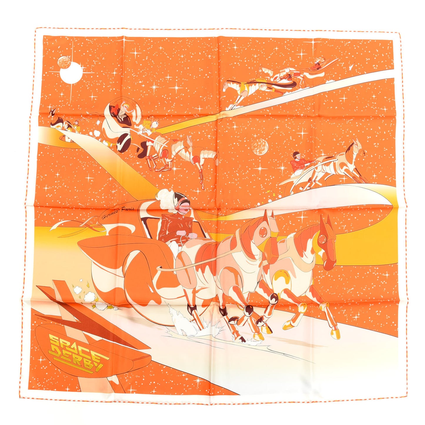 Silk Space Derby Scarf 90 Orange Creme Roux