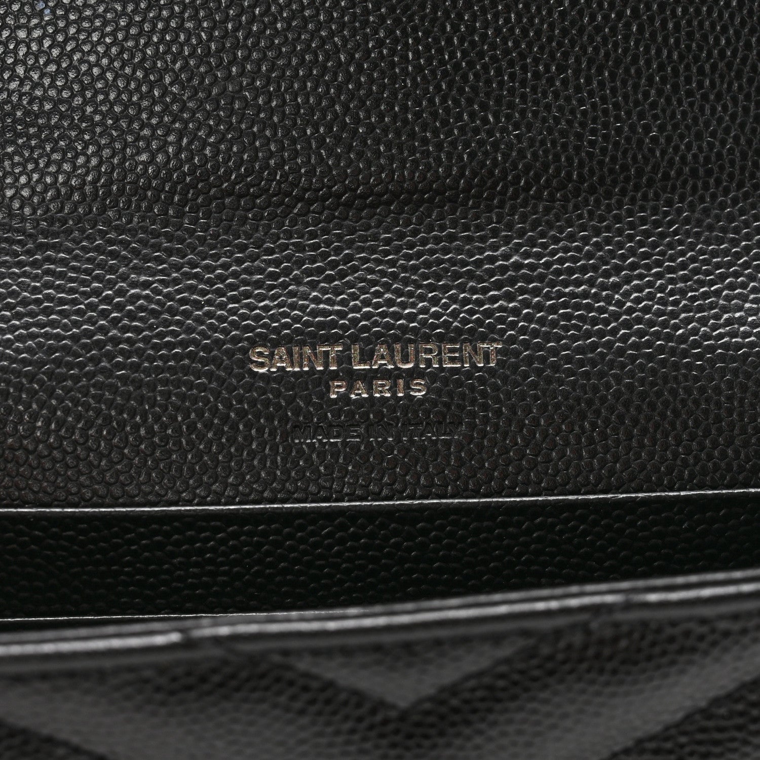 Saint Laurent Grain De Poudre Matelasse Chevron Small Monochrome Monogram Envelope Wallet Black 5 of 11