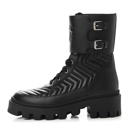 Gucci Nappa Frances GG Matelasse Platform Combat Boots 39 Black 1 of 8