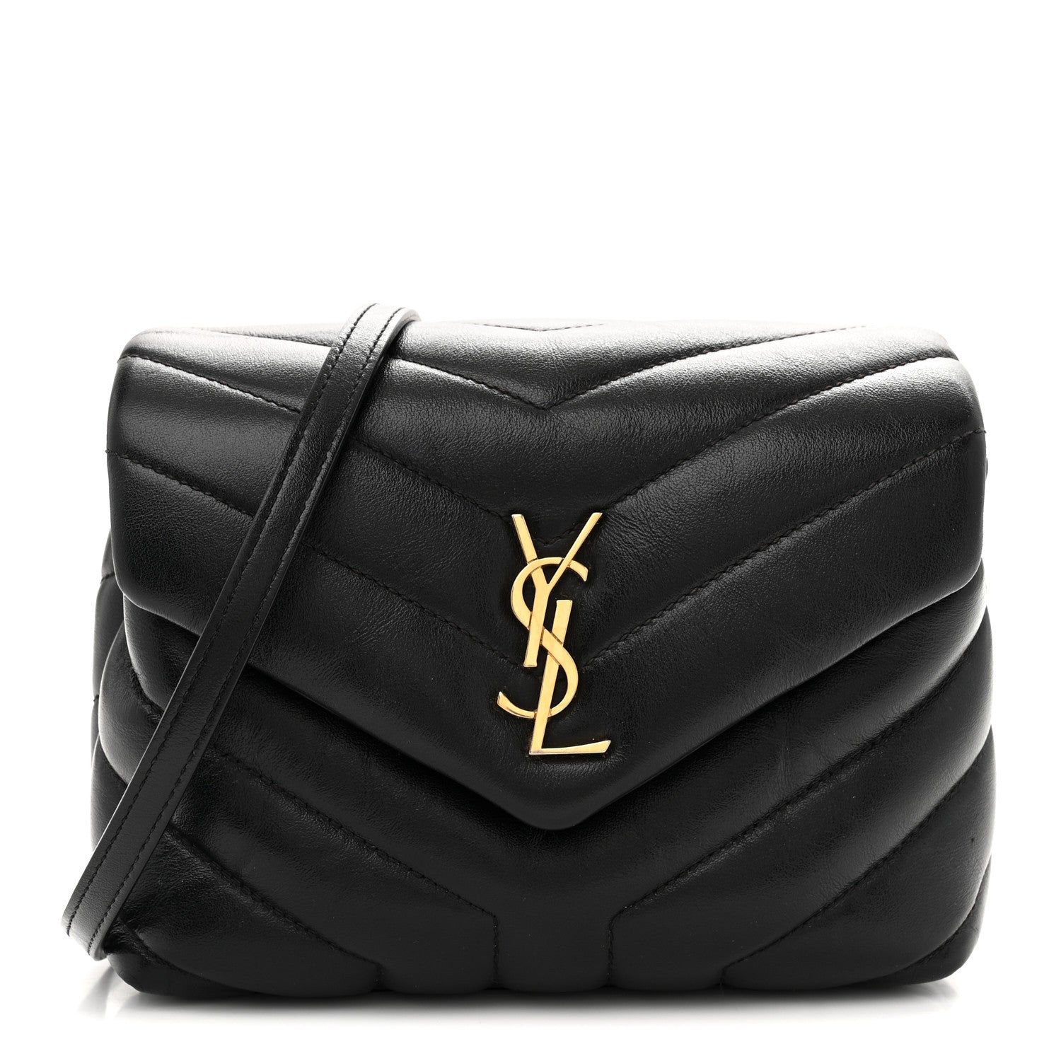 Saint Laurent Calfskin Y Quilted Monogram Toy Loulou Crossbody Bag Black 1 of 11