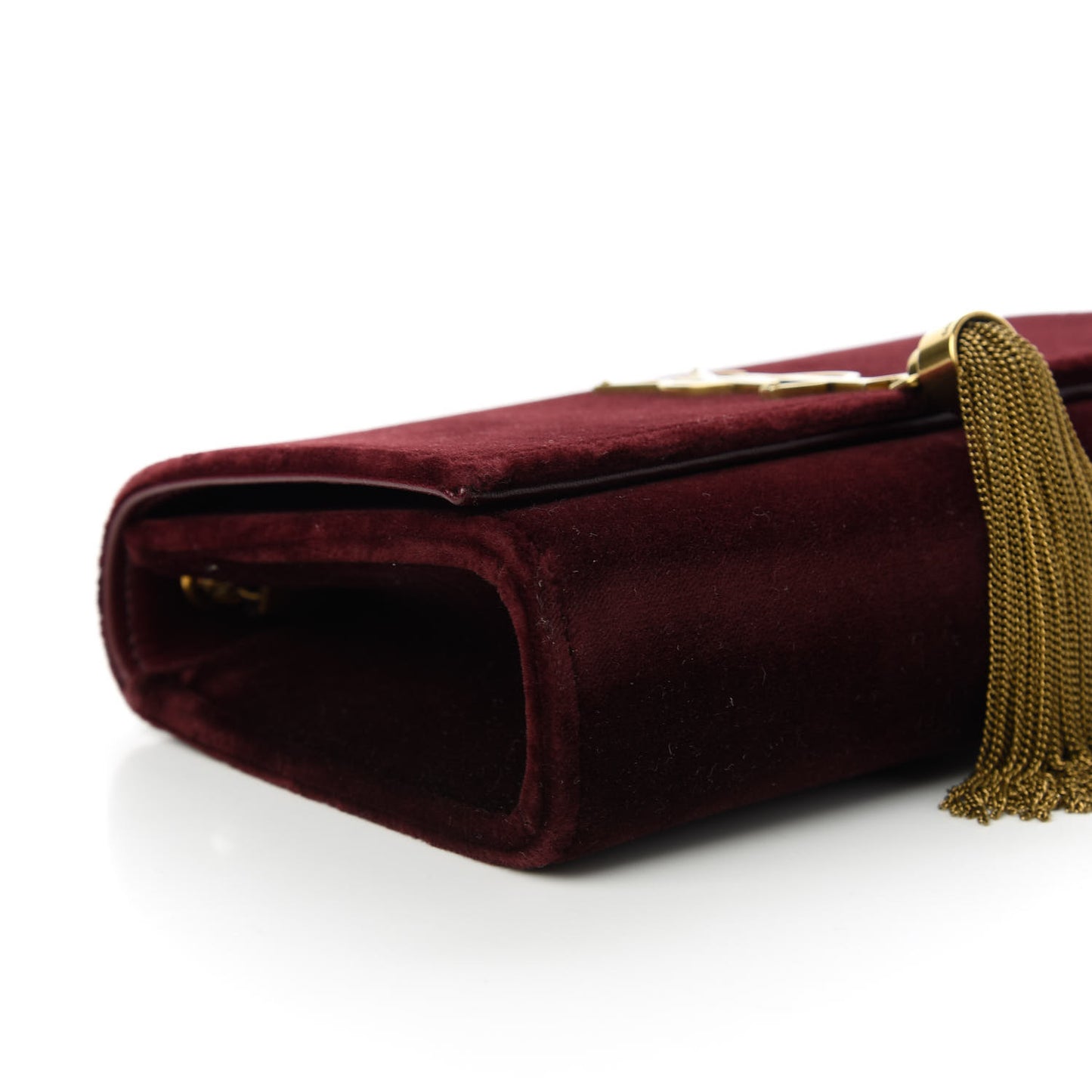 Velvet Small Classic Monogram Kate Tassel Satchel Burgundy