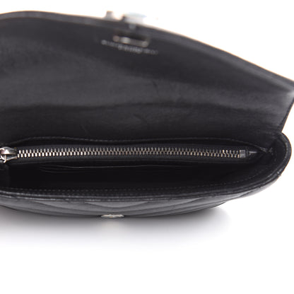 Saint Laurent Sheepskin Matelasse Chevron Monogram College Chain Wallet Black 5 of 10