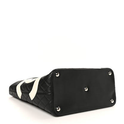 Chanel Calfskin Quilted Large Cambon Tote Black White 4 of 10